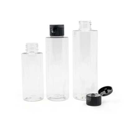 Clear Plastic Bottle, Black Flip Top, 200 ml