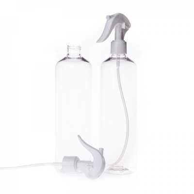 Rounded Clear Plastic Bottle, White Trigger Spray 500 ml