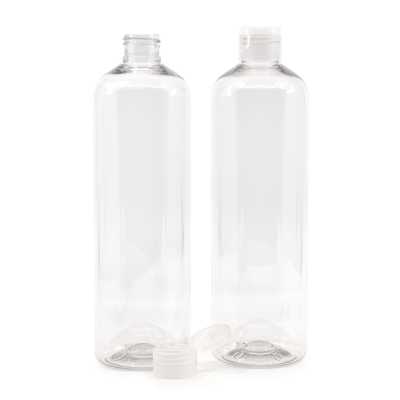 Rounded Clear Plastic Bottle, Transparent Flip Top, 500 ml