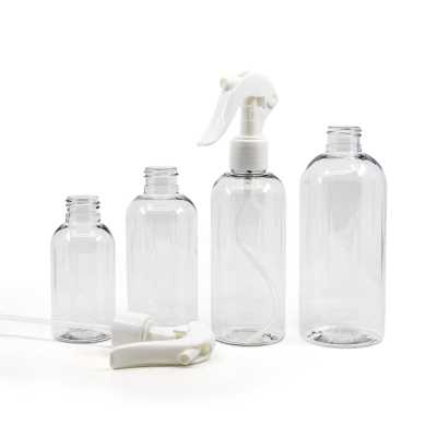 Rounded Clear Plastic Bottle, White Trigger Spray, 100 ml