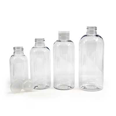Rounded Clear Plastic Bottle, Transparent Flip Top, 150 ml