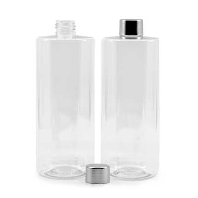 Clear Plastic Bottle 24/410, Silver Cap, 500 ml