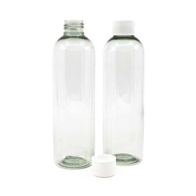 Clear Plastic Recycled Bottle, White Plastic Cap, 250 ml