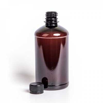 Brown Plastic Bottle, Black Cap, 500 ml