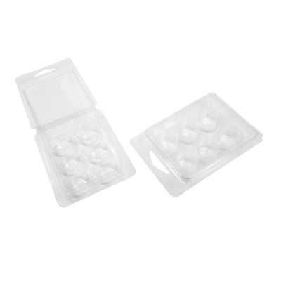 Transparent Plastic Clamshells for 6 Wax Melts, Round, 10 pieces