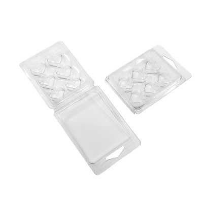 Transparent Plastic Clamshells for 6 Wax Melts, Heart, 10 pieces