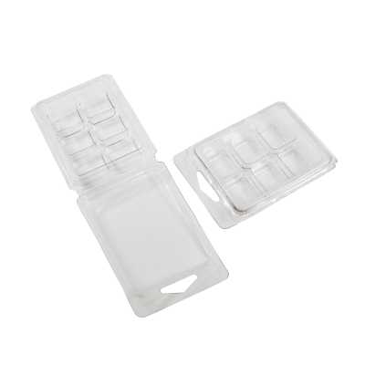 Transparent Plastic Clamshells for 6 Wax Melts, Square, 10 pieces