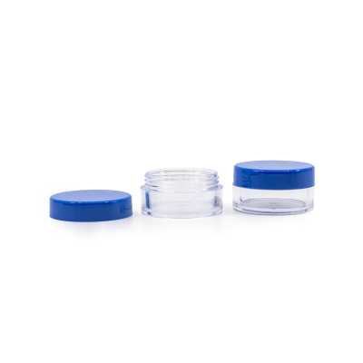 Clear Plastic Jar, Blue Lid, 10 ml