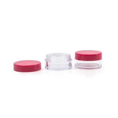 Clear Plastic Jar, Pink Lid, 10 ml