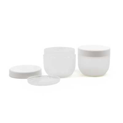 Frosted Plastic Jar, White Cap & Gasket, 200 ml
