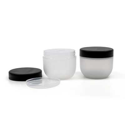 Frosted Plastic Jar with Black Lid, 100 ml