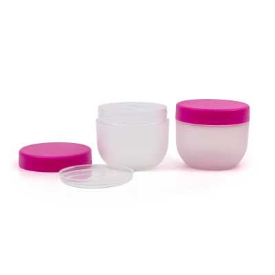 Frosted Plastic Jar, Pink Cap & Gasket, 200 ml