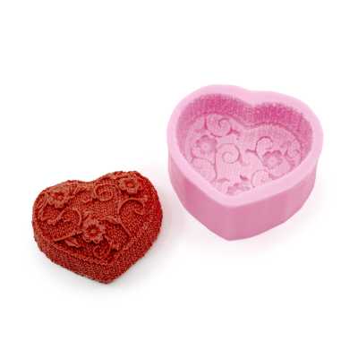 Silicone Soap Mold, Heart With Lace