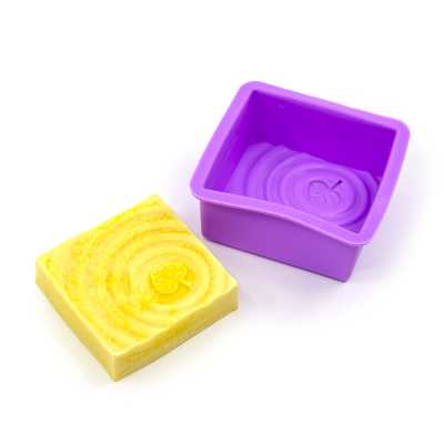 Silicone Soap Mold, Square, Leaf in Circles 