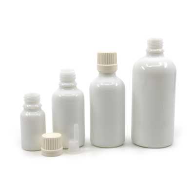 White Glass Bottle, White Tamper Evident Cap & Dropper, 100 ml