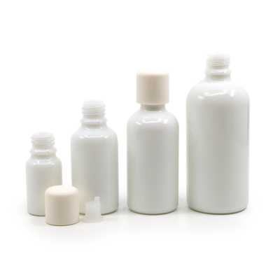 White Glass Bottle, White Safety Cap & Dropper, 100 ml  