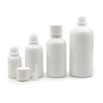 White Glass Bottle, White Tamper Evident Safety Cap & Dropper, 100 ml  