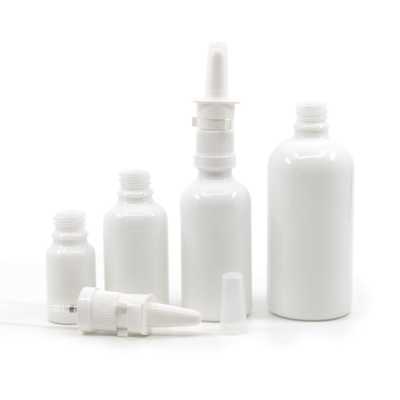 White Glass Bottle, White Nasal Spray, 100 ml