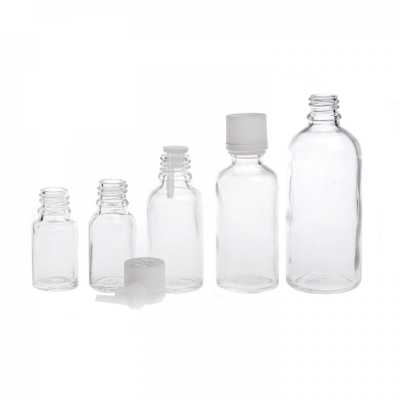 Clear Glass Bottle, White Tamper Evident Safety Cap & Dropper, 100 ml