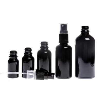 Gloss Black Glass Bottle, Black Spray, 10 ml