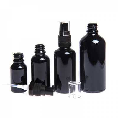 Gloss Black Glass Bottle, Oil Pump, 10 ml