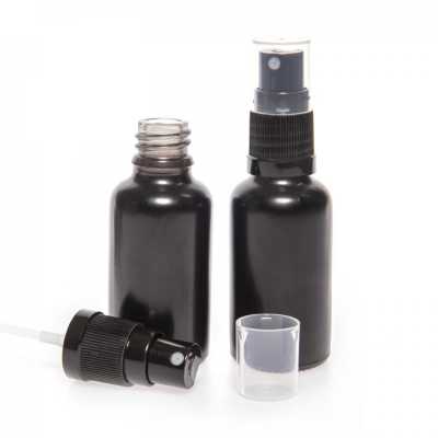 Matt Black Glass Bottle, Black Spray, 30 ml