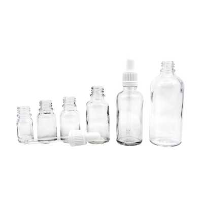 Clear Glass Bottle, White Dropper, 100 ml