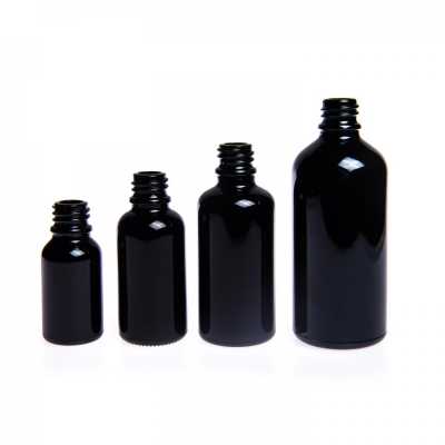 Gloss Black Glass Bottle, 10 ml