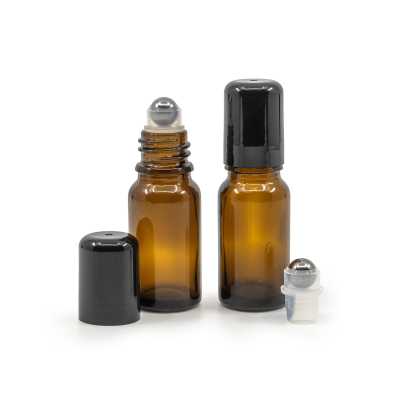 Amber Glass Bottle with Roll-On, 10 ml