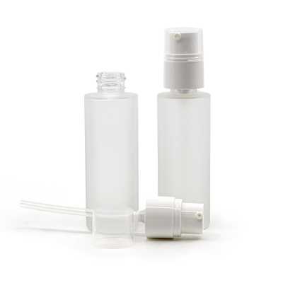 Frosted Glass Bottlee, Slim, White Pump, 30 ml