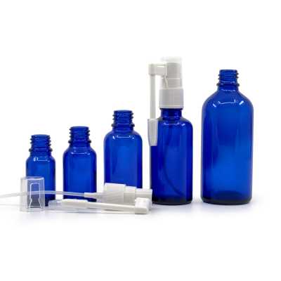 Blue Glass Bottle, White Oral Spray, 50 ml