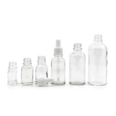 Clear Glass Bottle, Matte White Dropper, 10 ml