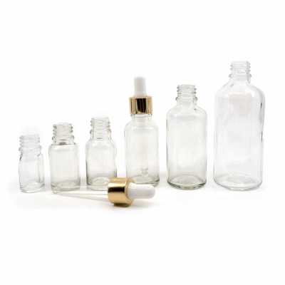 Clear Glass Bottle, Glossy Golden White Dropper, 5 ml
