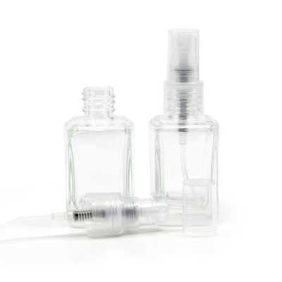 Clear Glass Square Bottle, 13/410, 10 ml, Transparent Sprayer