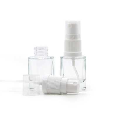 Clear Glass Bottle, Thick Bottom, White Mist Sprayer, 10 ml