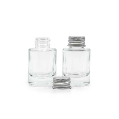 Clear Glass Bottle, Thick Bottom, Silver Aluminium Cap, 10 ml