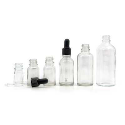 Clear Glass Bottle, Matte Black Dropper, 15 ml