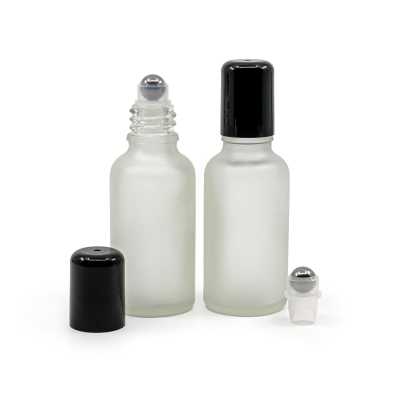 Clear Frosted Glass Bottle with Roll-On, 30 ml