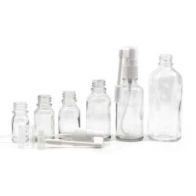 Clear Glass Bottle, White Oral Spray, 100 ml