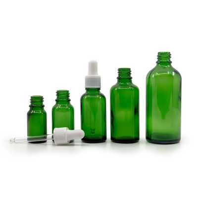 Green Glass Bottle, Matte White Dropper, 30 ml