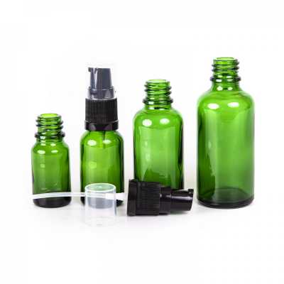 Green Glass Bottle, Lotion Pump, 50 ml