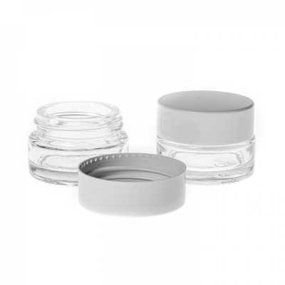Clear Cosmetic Glass Jar, White Lid 5 ml
