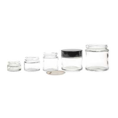 Clear Glass Jar, Black Plastic Lid & Gasket, 100 ml