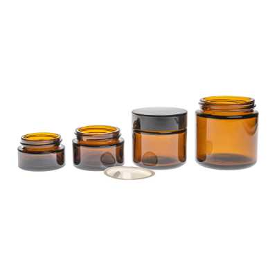 Amber Cosmetic Glass Jar, Black Lid, 5 ml